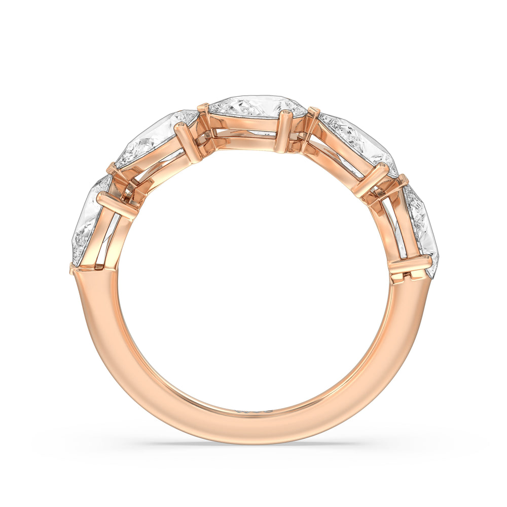 Trailing Pear Diamond Anniversary Ring with 18KT Rose Gold / Natural / 3 Cut Diamond in 14KT Rose Gold / Natural / 3 view 4
