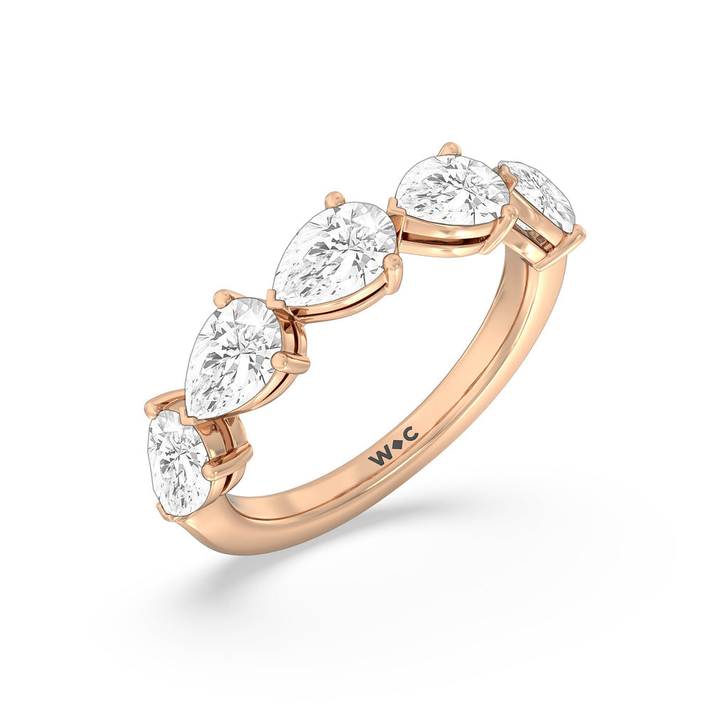 Trailing Pear Diamond Anniversary Ring with 18KT Rose Gold / Natural / 3 Cut Diamond in 14KT Rose Gold / Natural / 3 view 5
