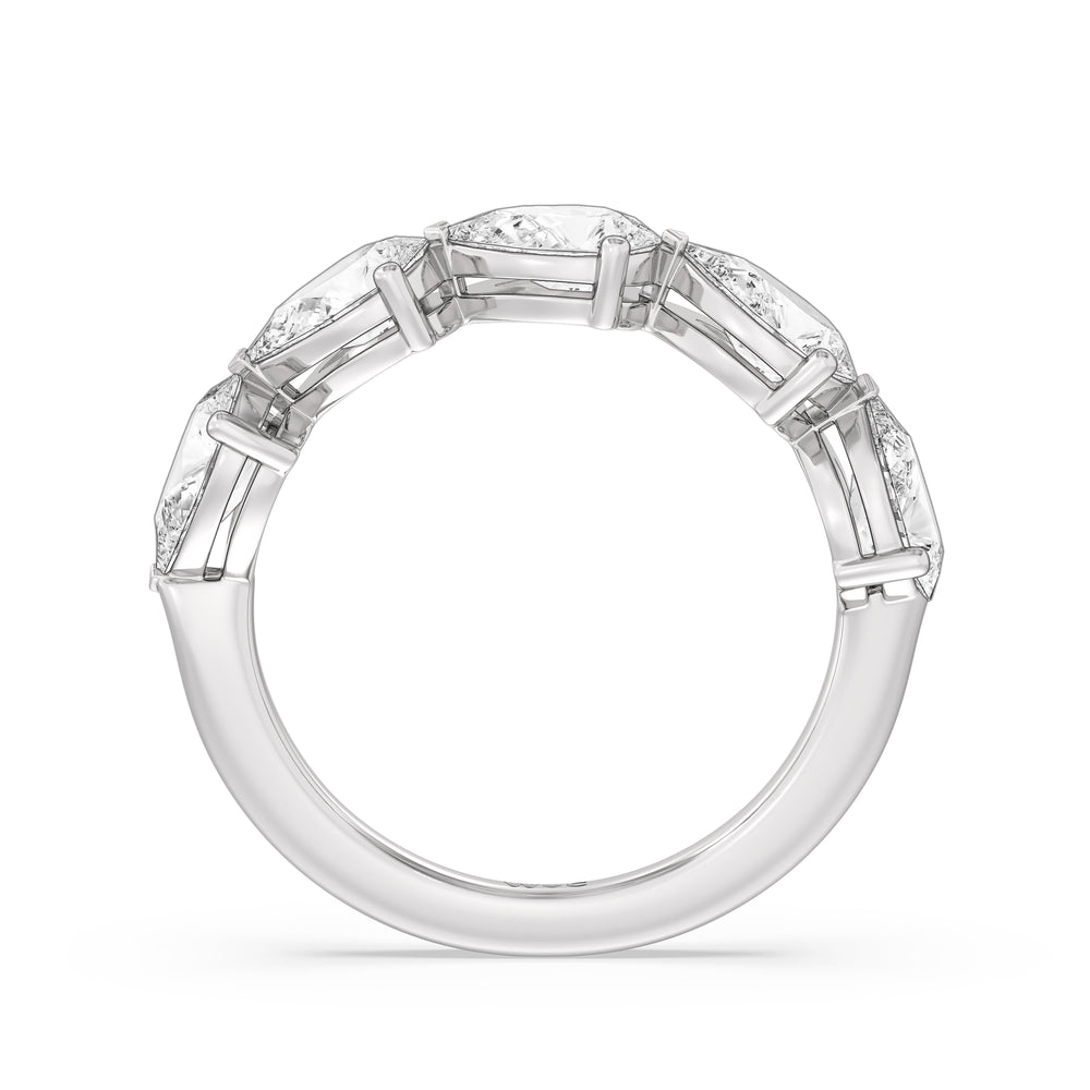 Trailing Pear Diamond Anniversary Ring with Platinum / Natural / 3 Cut Diamond in 14KT Platinum / Natural / 3 view 4
