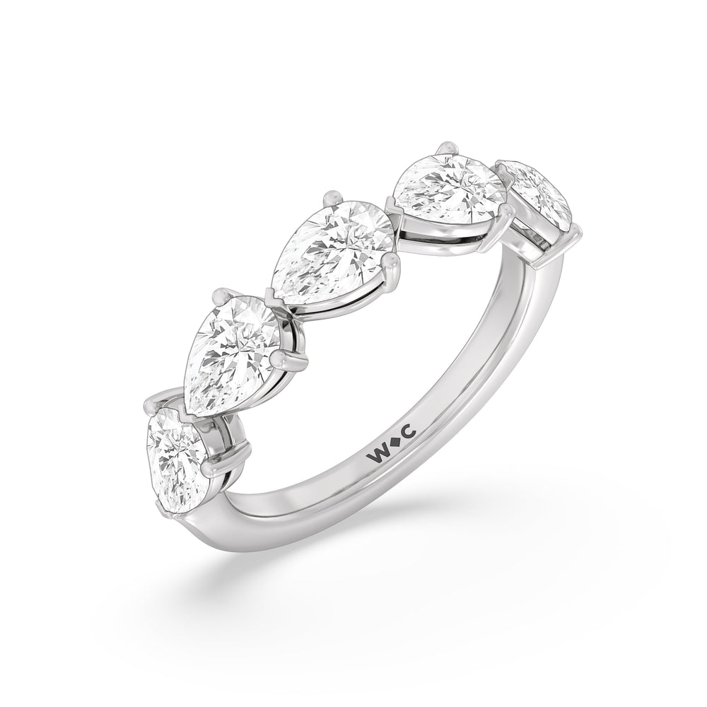 Trailing Pear Diamond Anniversary Ring with Platinum / Natural / 3 Cut Diamond in 14KT Platinum / Natural / 3 view 5

