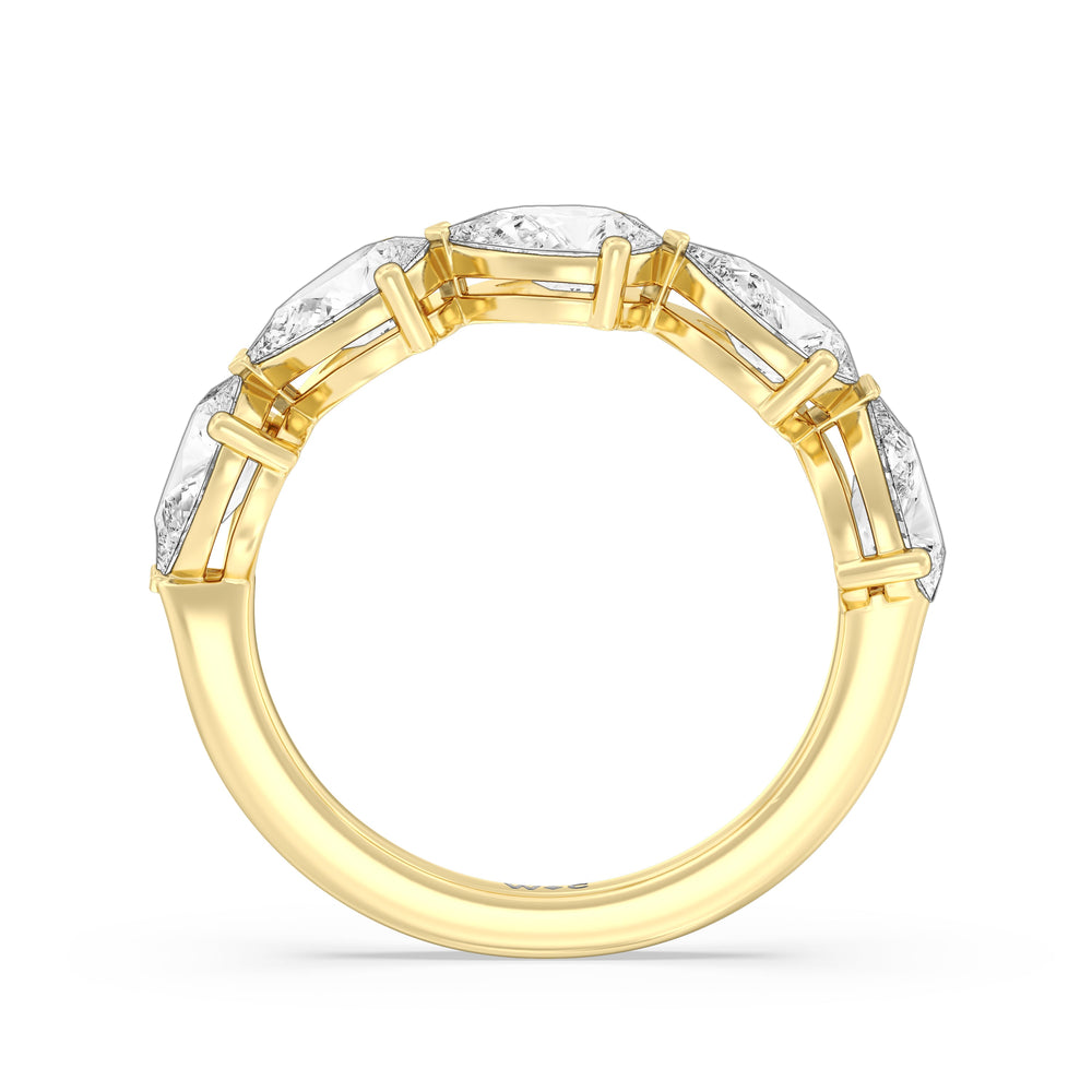 Trailing Pear Diamond Anniversary Ring with 18KT Yellow Gold / Natural / 3 Cut Diamond in 14KT Yellow Gold / Natural / 3 view 4
