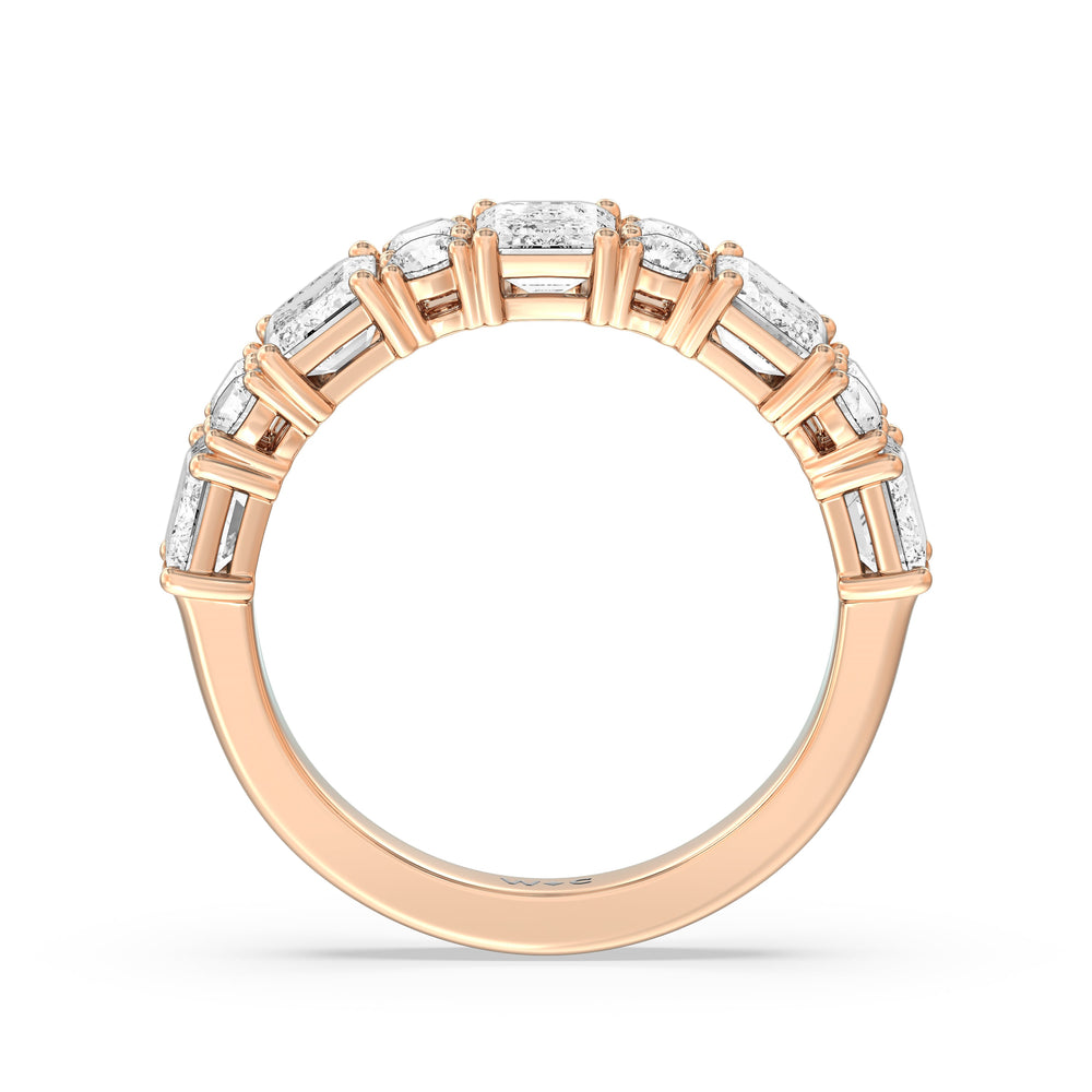 Emerald Station Anniversary Ring with 18KT Rose Gold / Natural / 3 Cut Diamond in 14KT Rose Gold / Natural / 3 view 4
