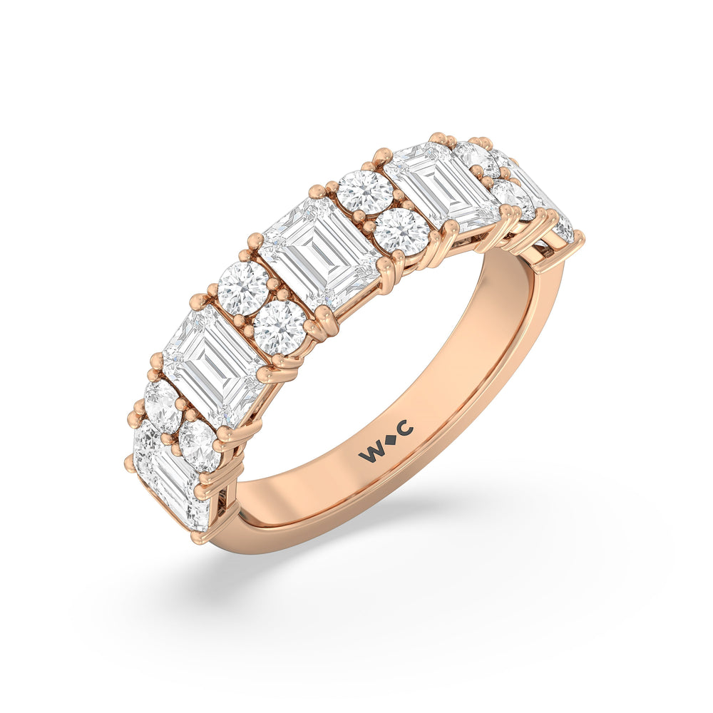 Emerald Station Anniversary Ring with 18KT Rose Gold / Natural / 3 Cut Diamond in 14KT Rose Gold / Natural / 3 view 5
