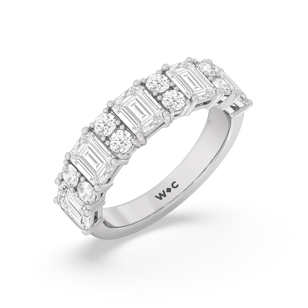 Emerald Station Anniversary Ring with Platinum / Natural / 3 Cut Diamond in 14KT Platinum / Natural / 3 view 5

