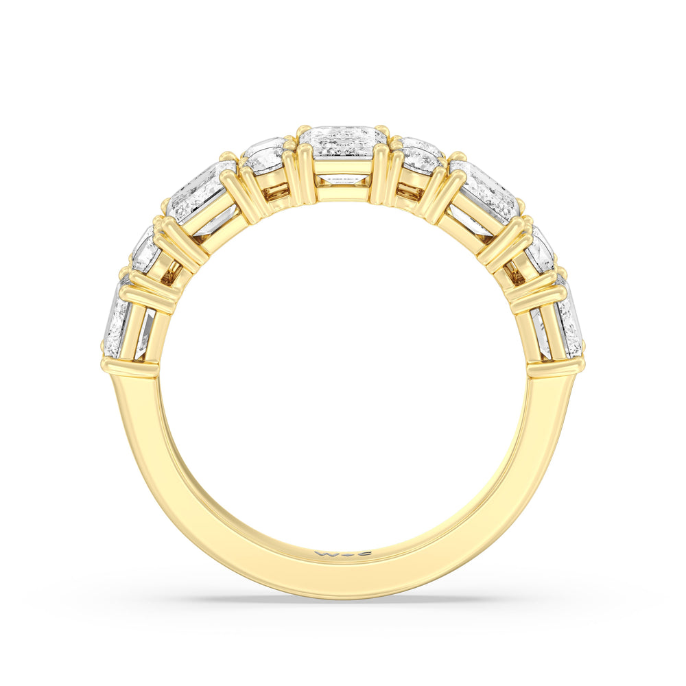 Emerald Station Anniversary Ring with 18KT Yellow Gold / Natural / 3 Cut Diamond in 14KT Yellow Gold / Natural / 3 view 4
