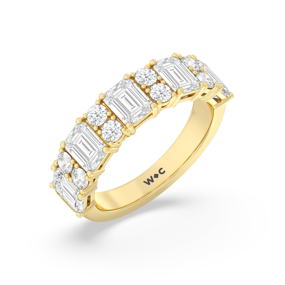 Emerald Station Anniversary Ring with 18KT Yellow Gold / Natural / 3 Cut Diamond in 14KT Yellow Gold / Natural / 3 view 5
