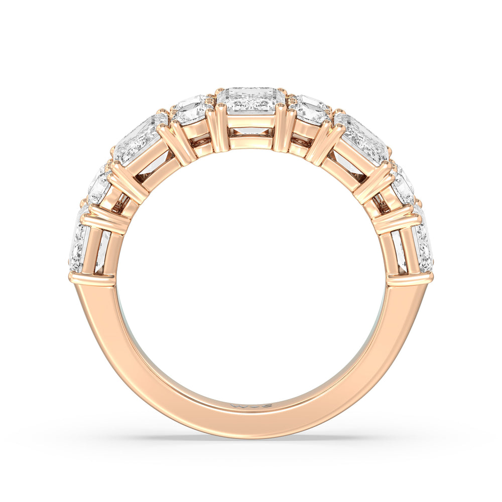 Emerald Station Anniversary Ring with 18KT Rose Gold / Natural / 4 Cut Diamond in 14KT Rose Gold / Natural / 4 view 4
