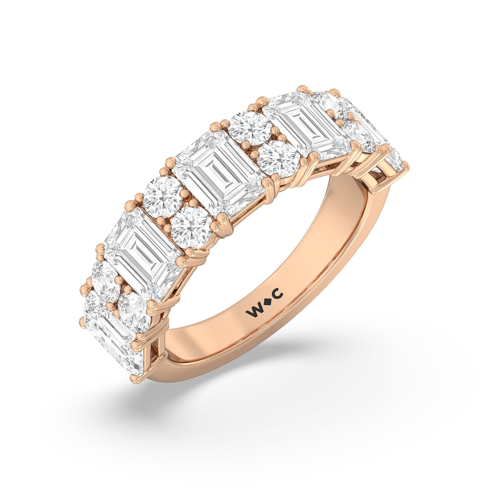 Emerald Station Anniversary Ring with 18KT Rose Gold / Natural / 4 Cut Diamond in 14KT Rose Gold / Natural / 4 view 5
