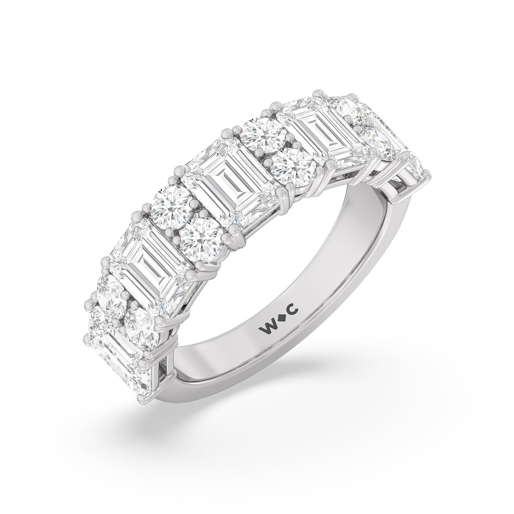 Emerald Station Anniversary Ring with Platinum / Natural / 4 Cut Diamond in 14KT Platinum / Natural / 4 view 5
