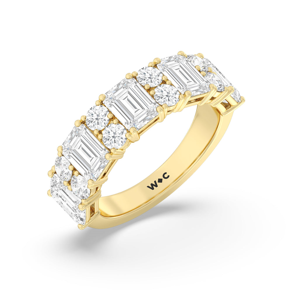 Emerald Station Anniversary Ring with 18KT Yellow Gold / Natural / 4 Cut Diamond in 14KT Yellow Gold / Natural / 4 view 5
