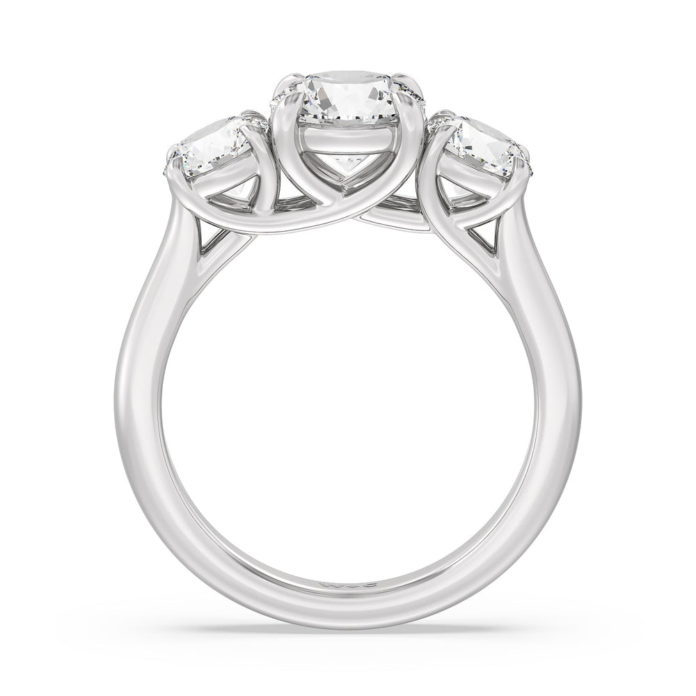 Three Stone Round Brilliant Cut Diamond Ring (F/G SI+) with Platinum / Natural / 3 Cut Diamond in 14KT Platinum / Natural / 3 view 4

