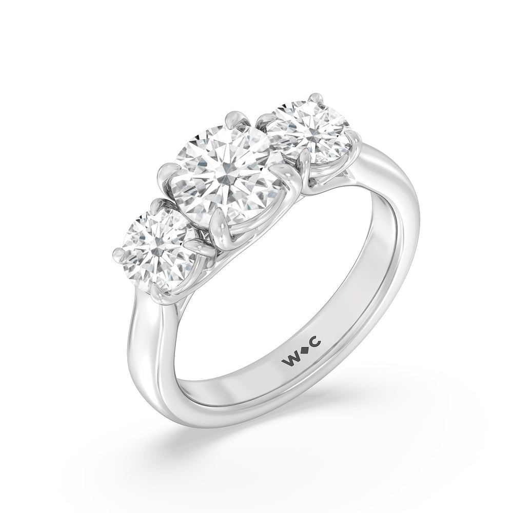 Three Stone Round Brilliant Cut Diamond Ring (F/G SI+) with Platinum / Natural / 3 Cut Diamond in 14KT Platinum / Natural / 3 view 5
