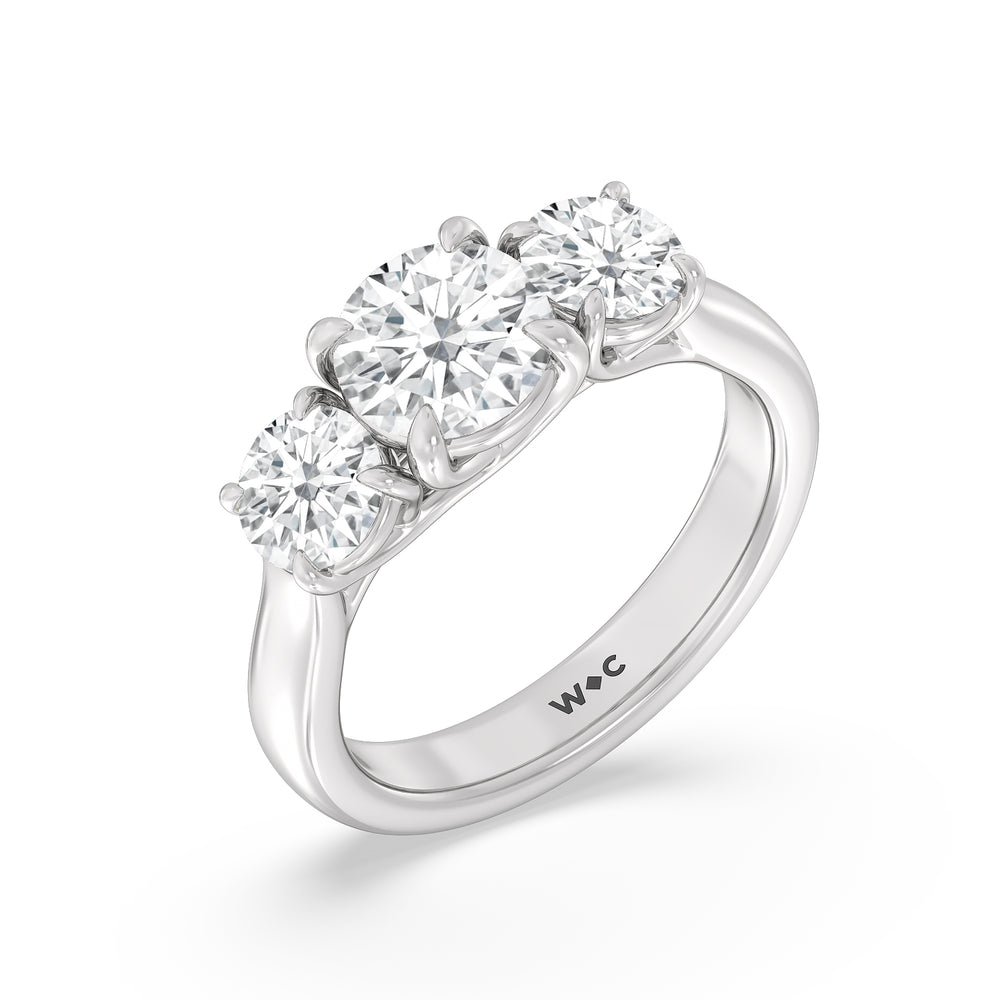 Three Stone Round Brilliant Cut Diamond Ring (E+ VS+) with Platinum / Lab / 3 Cut Diamond in 14KT Platinum / Lab / 3 view 5
