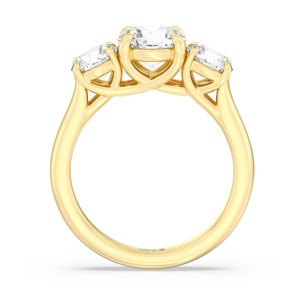 Three Stone Round Brilliant Cut Diamond Ring (F/G SI+) with 18KT Yellow Gold / Natural / 3 Cut Diamond in 14KT Yellow Gold / Natural / 3 view 5
