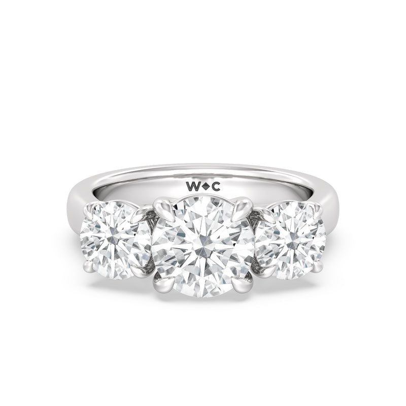 Three Stone Round Brilliant Cut Diamond Ring Size 5.5 (E+ VS+)