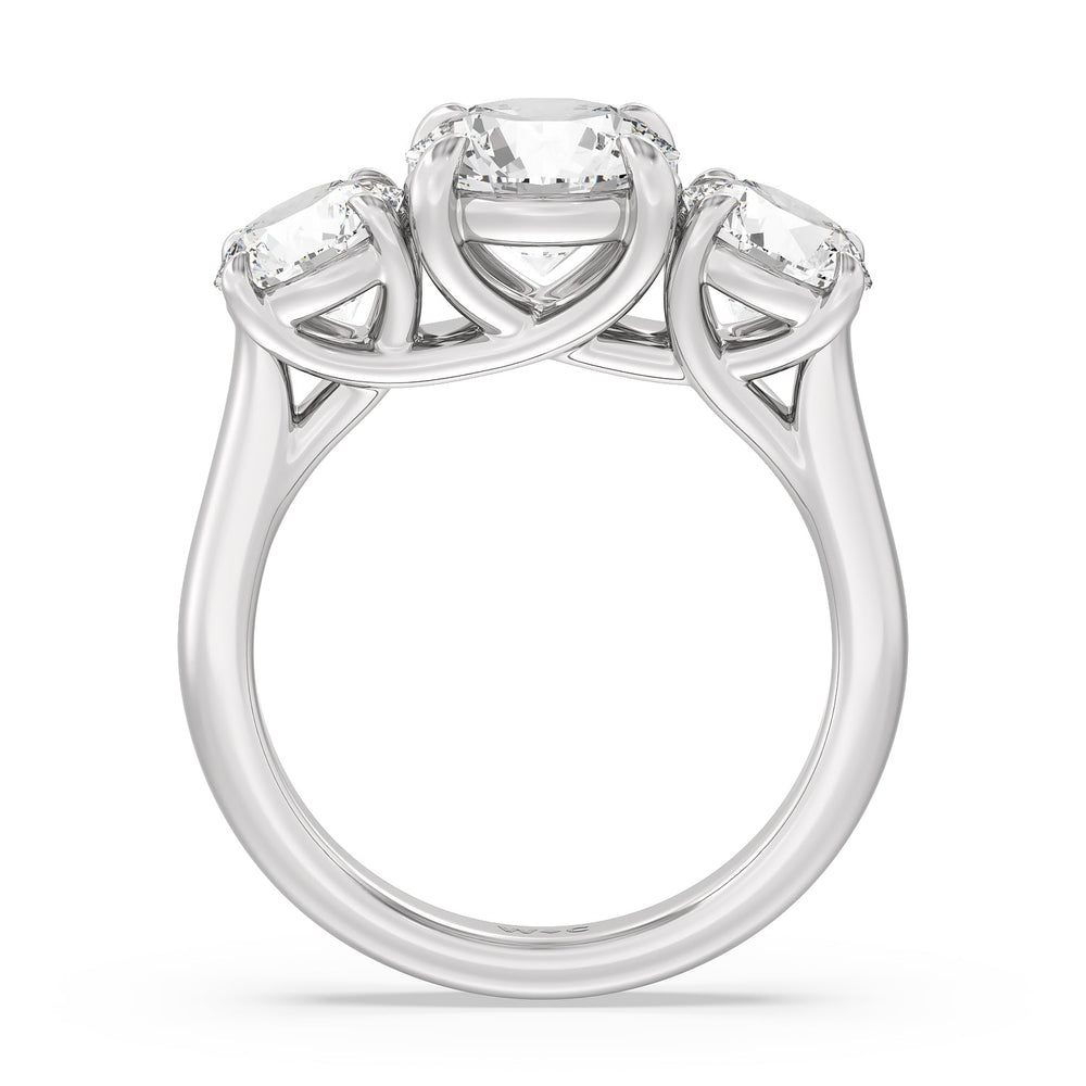 Three Stone Round Brilliant Cut Diamond Ring (F/G SI+) with Platinum / Natural / 4 Cut Diamond in 14KT Platinum / Natural / 4 view 4
