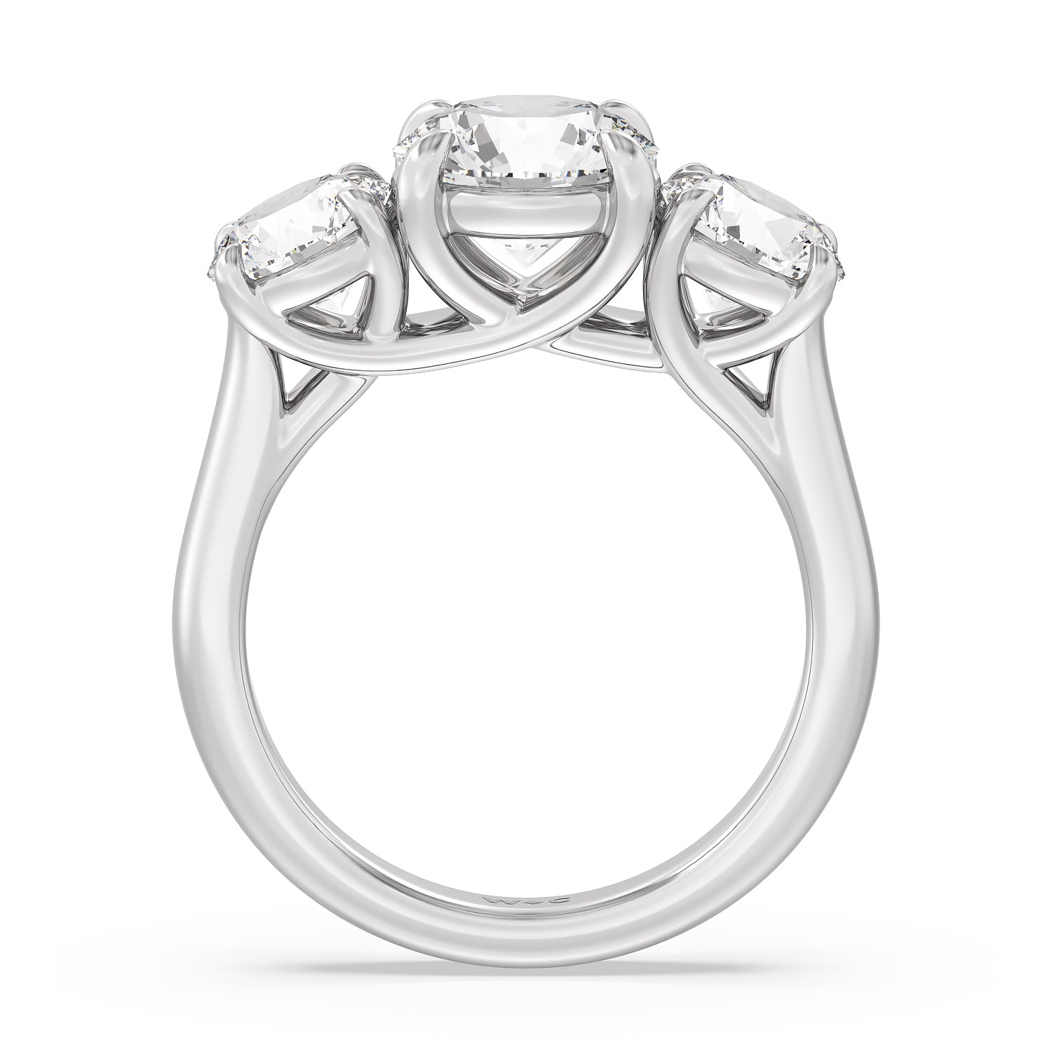 Premium Three Stone Round Brilliant Cut Diamond Ring (E+ VS+) Size 6.5 ...