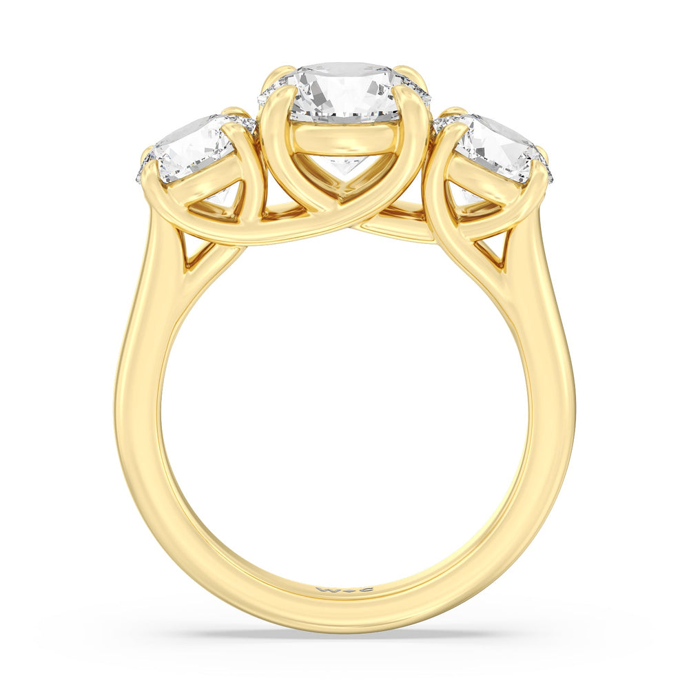 Three Stone Round Brilliant Cut Diamond Ring (F/G SI+) with 18KT Yellow Gold / Natural / 4 Cut Diamond in 14KT Yellow Gold / Natural / 4 view 4
