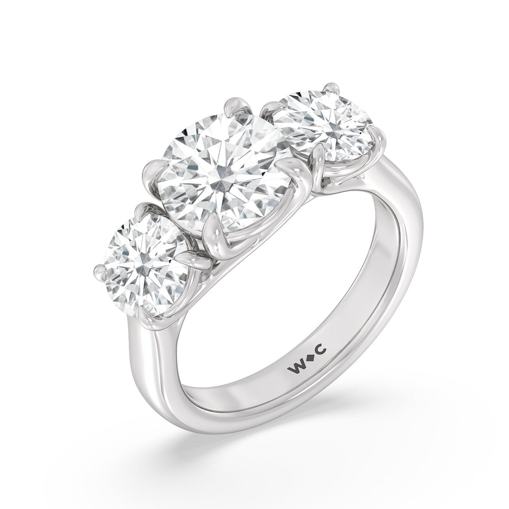 Three Stone Round Brilliant Cut Diamond Ring (F/G SI+) with Platinum / Natural / 5 Cut Diamond in 14KT Platinum / Natural / 5 view 5
