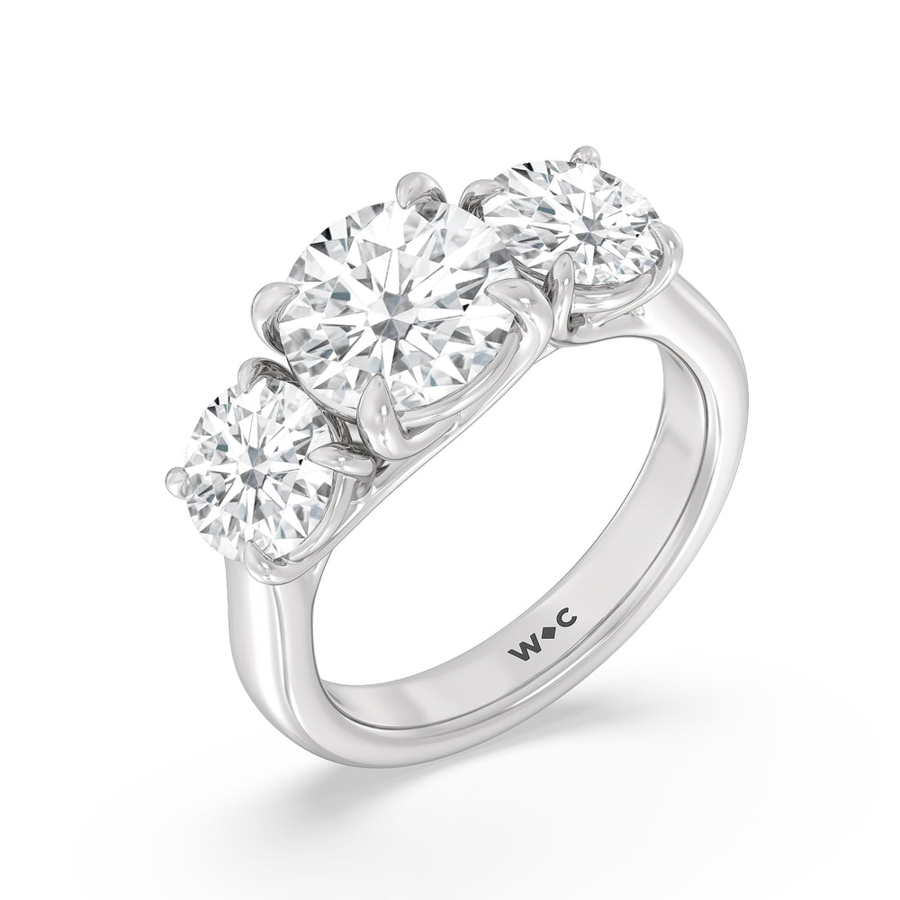 Three Stone Round Brilliant Cut Diamond Ring (E+ VS+) with Platinum / Lab / 5 Cut Diamond in 14KT Platinum / Lab / 5 view 5
