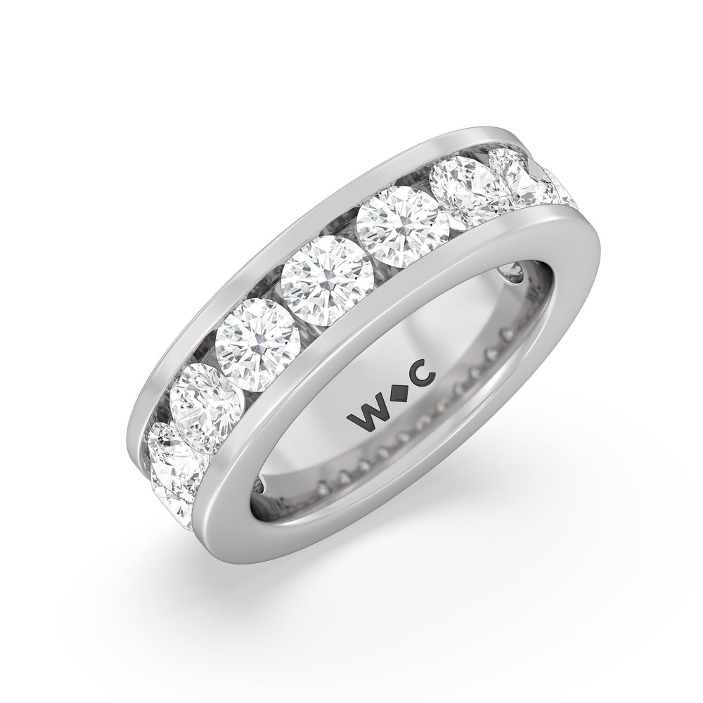 Round Brilliant Cut Diamond Channel Set Band (F/G SI+) with Platinum / Natural / 4 Cut Diamond in 14KT Platinum / Natural / 4 view 5
