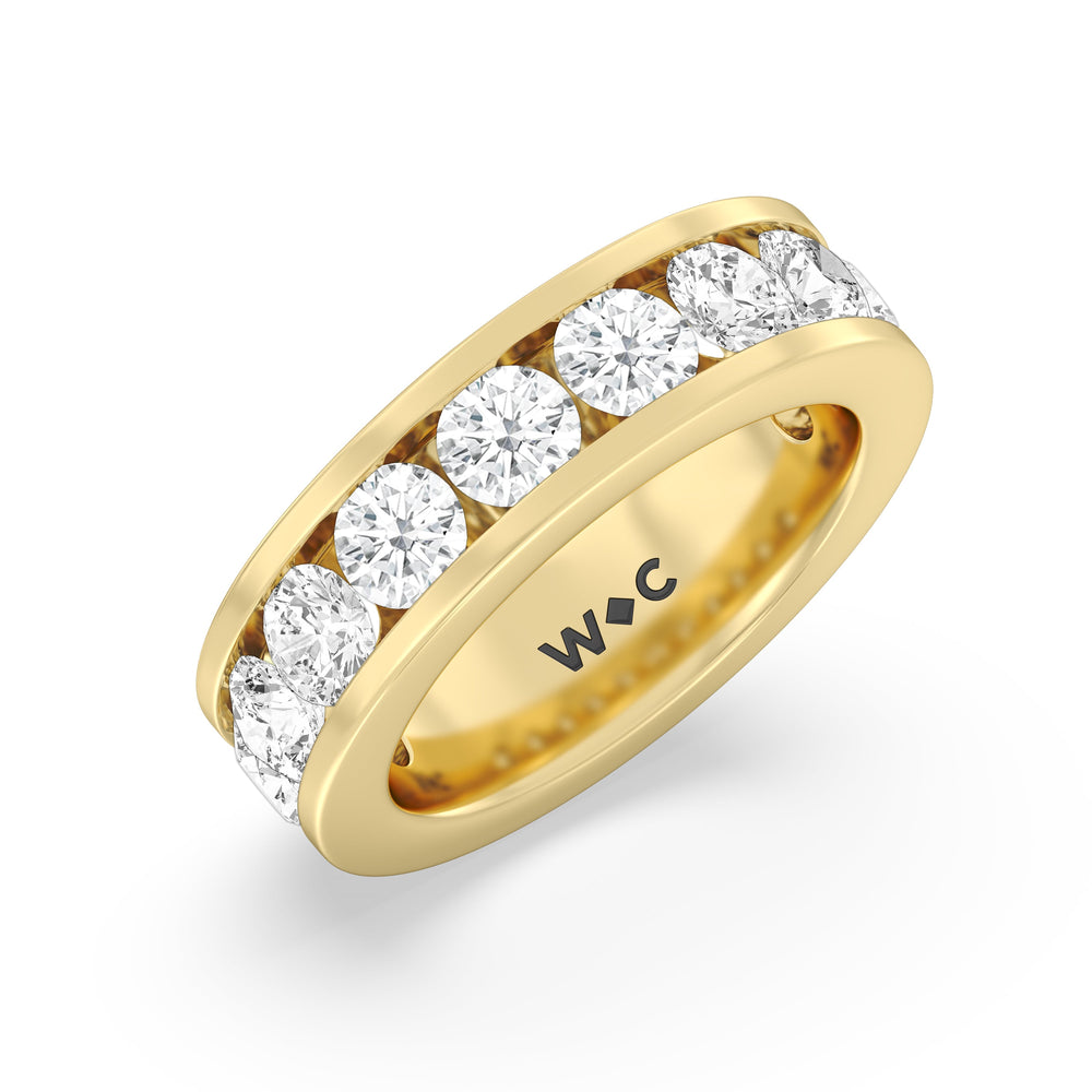 Round Brilliant Cut Diamond Channel Set Band (F/G SI+) with 18KT Yellow Gold / Natural / 4 Cut Diamond in 14KT Yellow Gold / Natural / 4 view 5
