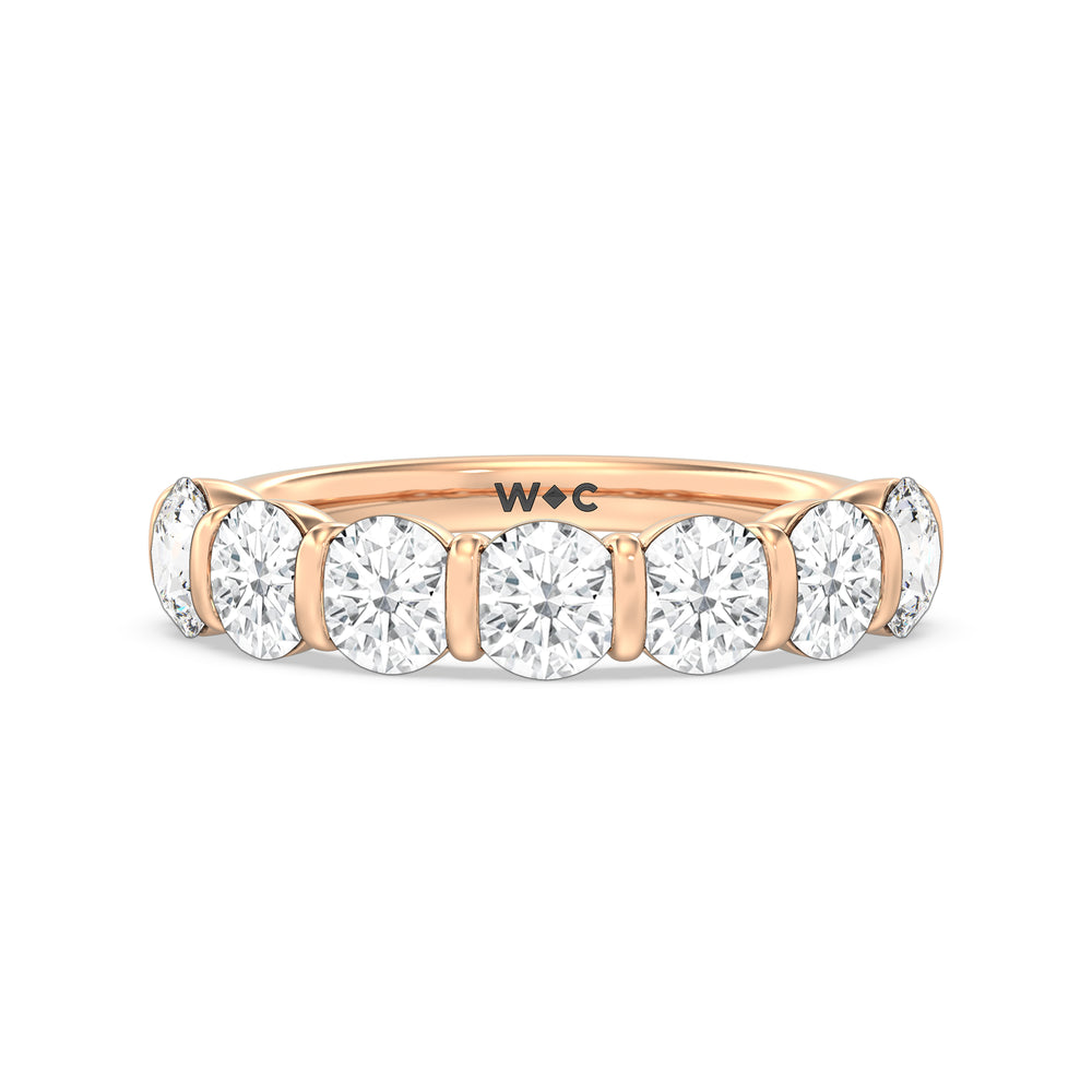 Bar Set Round diamond Anniversary Ring (F/G SI+) with 18KT Rose Gold / Natural / 2 1/2 Cut Diamond in 14KT Rose Gold / Natural / 2 1/2 view 1
