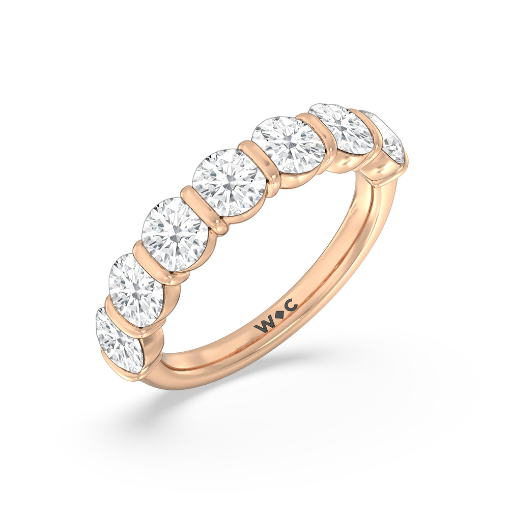 Bar Set Round diamond Anniversary Ring (F/G SI+) with 18KT Rose Gold / Natural / 2 1/2 Cut Diamond in 14KT Rose Gold / Natural / 2 1/2 view 5
