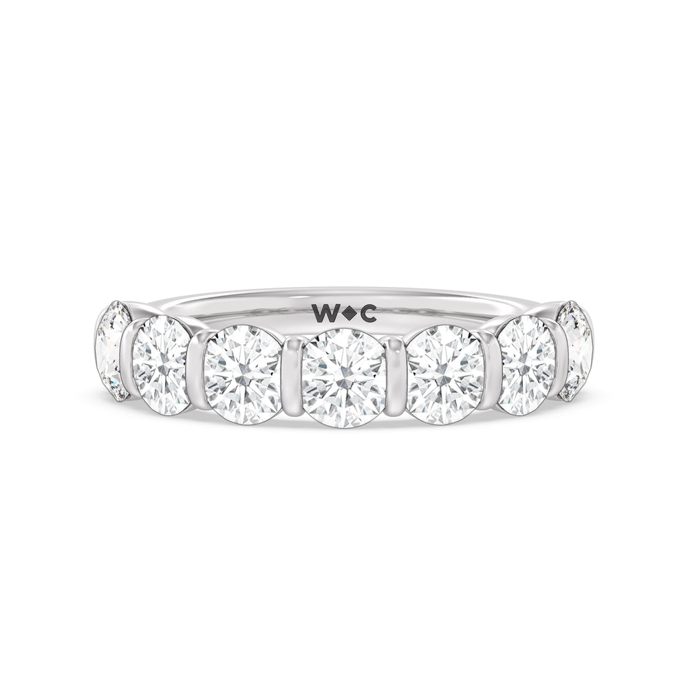 Bar Set Round diamond Anniversary Ring (F/G SI+) with Platinum / Natural / 2 1/2 Cut Diamond in 14KT Platinum / Natural / 2 1/2 view 1
