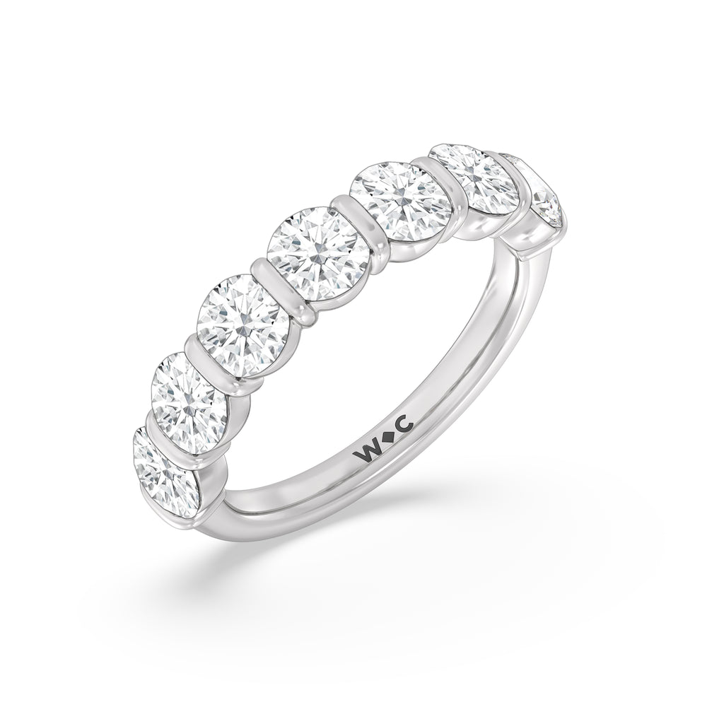 Bar Set Round diamond Anniversary Ring (F/G SI+) with Platinum / Natural / 2 1/2 Cut Diamond in 14KT Platinum / Natural / 2 1/2 view 5
