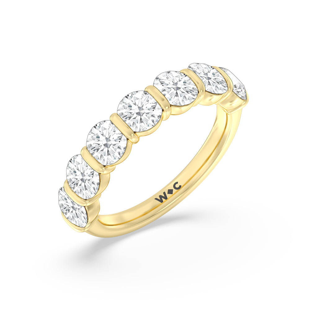 Bar Set Round diamond Anniversary Ring (F/G SI+) with 18KT Yellow Gold / Natural / 2 1/2 Cut Diamond in 14KT Yellow Gold / Natural / 2 1/2 view 5
