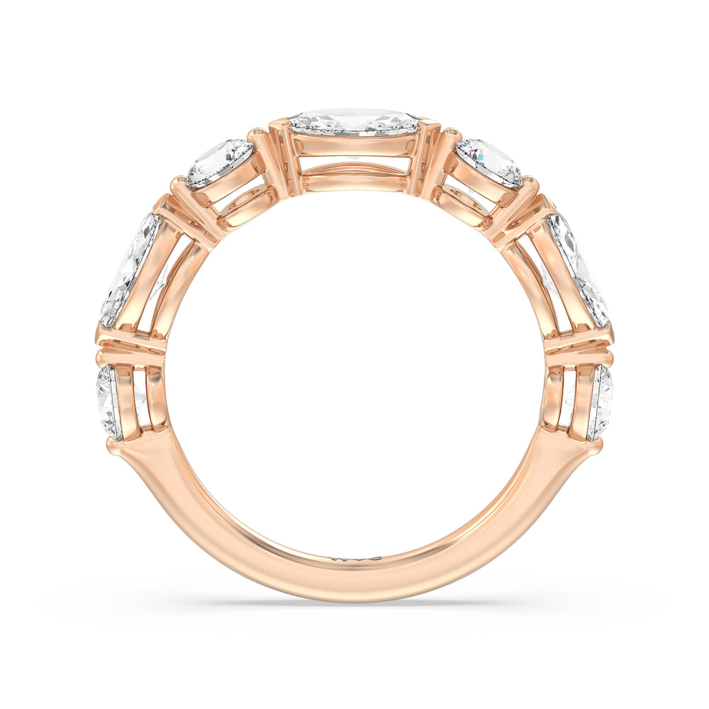 Alternating Marquise and Round Diamond Anniversary Ring (F/G SI+) with 18KT Rose Gold / Natural / 2 Cut Diamond in 14KT Rose Gold / Natural / 2 view 4
