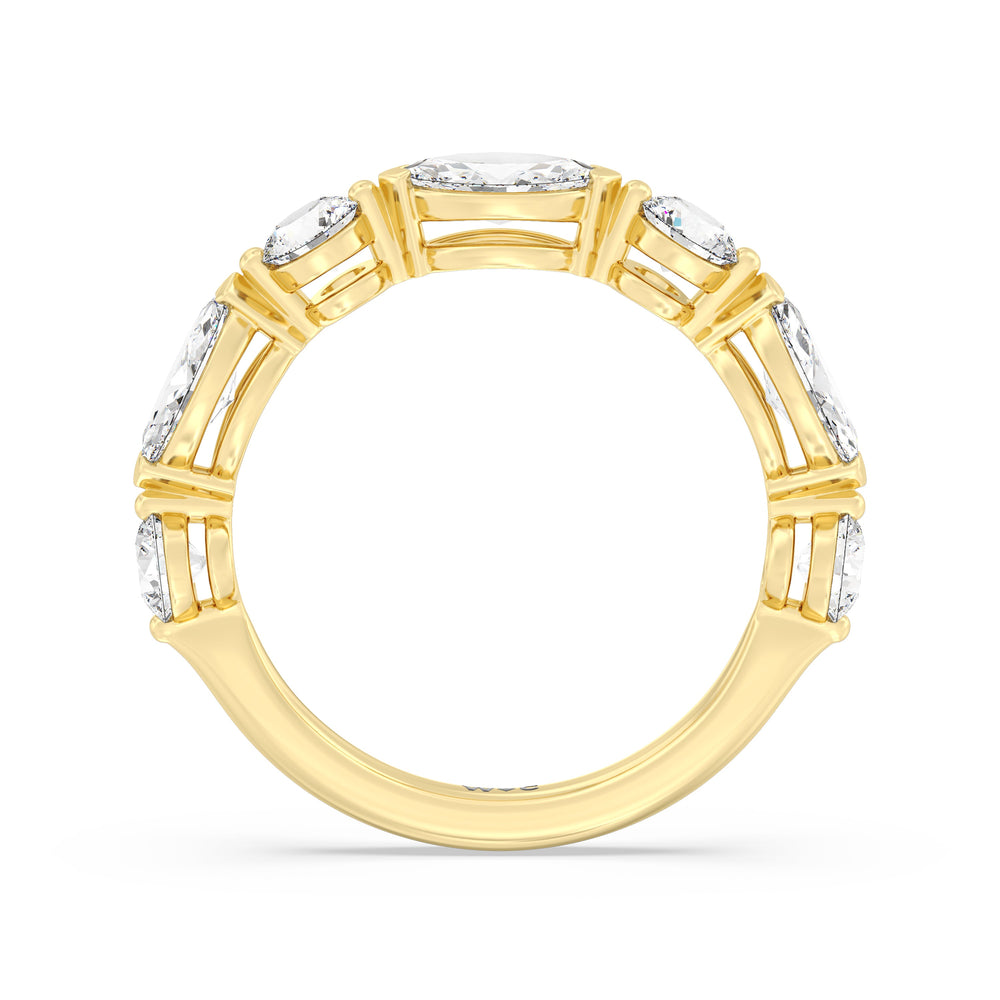 Alternating Marquise and Round Diamond Anniversary Ring (F/G SI+) with 18KT Yellow Gold / Natural / 2 Cut Diamond in 14KT Yellow Gold / Natural / 2 view 4
