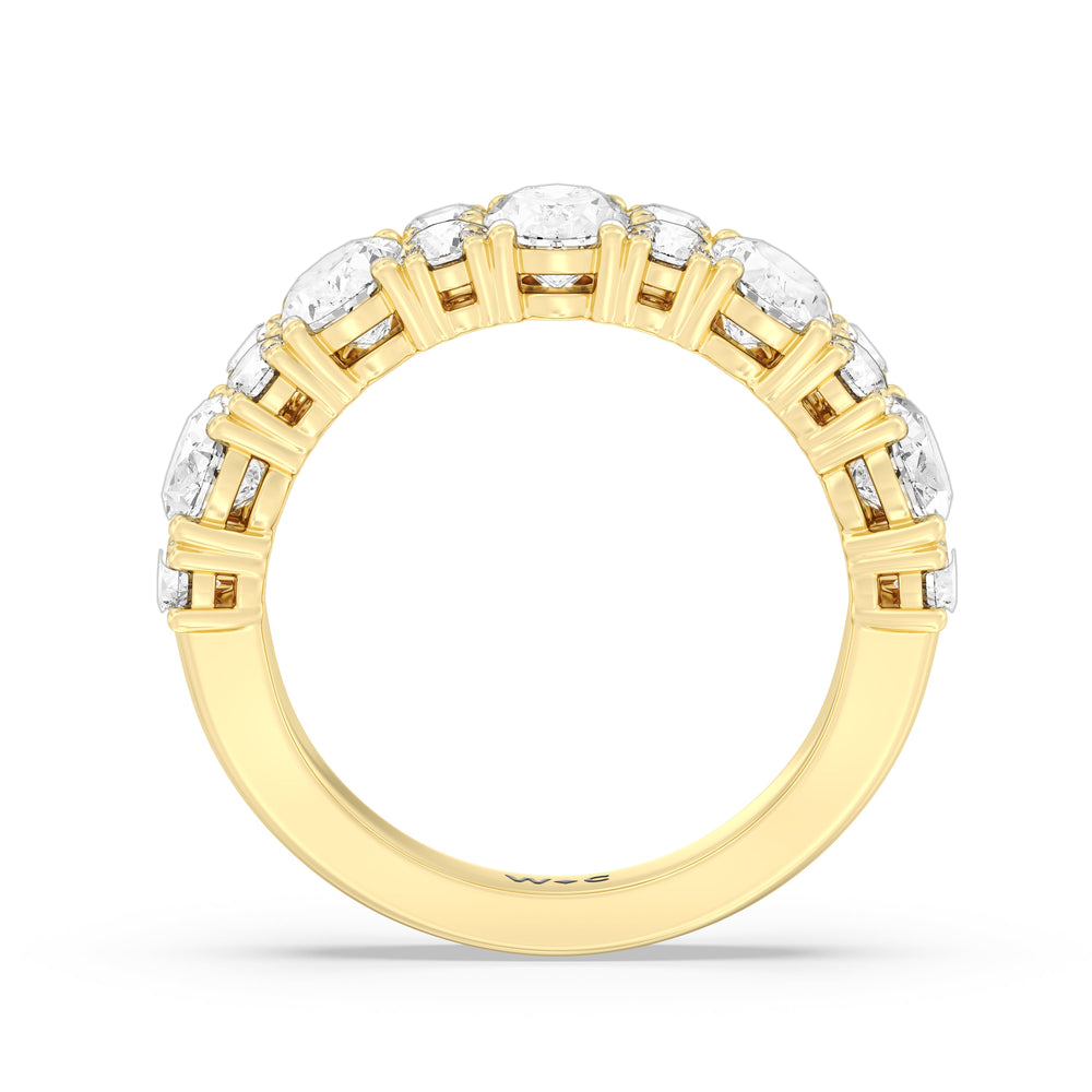 Alternating Oval with Two Round Diamonds Anniversary Band with 18KT Yellow Gold / Natural / 3 Cut Diamond in 14KT Yellow Gold / Natural / 3 view 4
