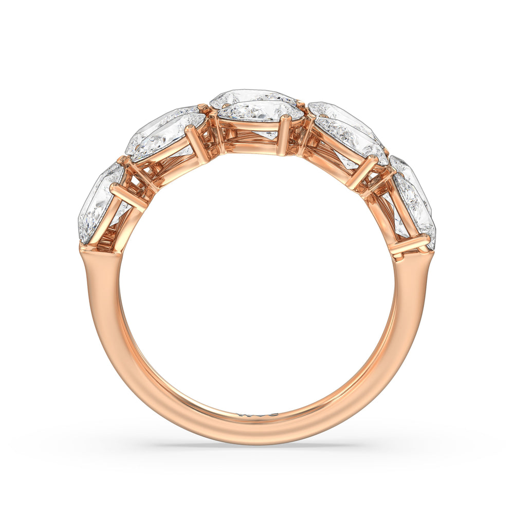Two Row Trailing Pear Diamond Anniversary Ring with 18KT Rose Gold / Natural / 3 1/3 Cut Diamond in 14KT Rose Gold / Natural / 3 1/3 view 4

