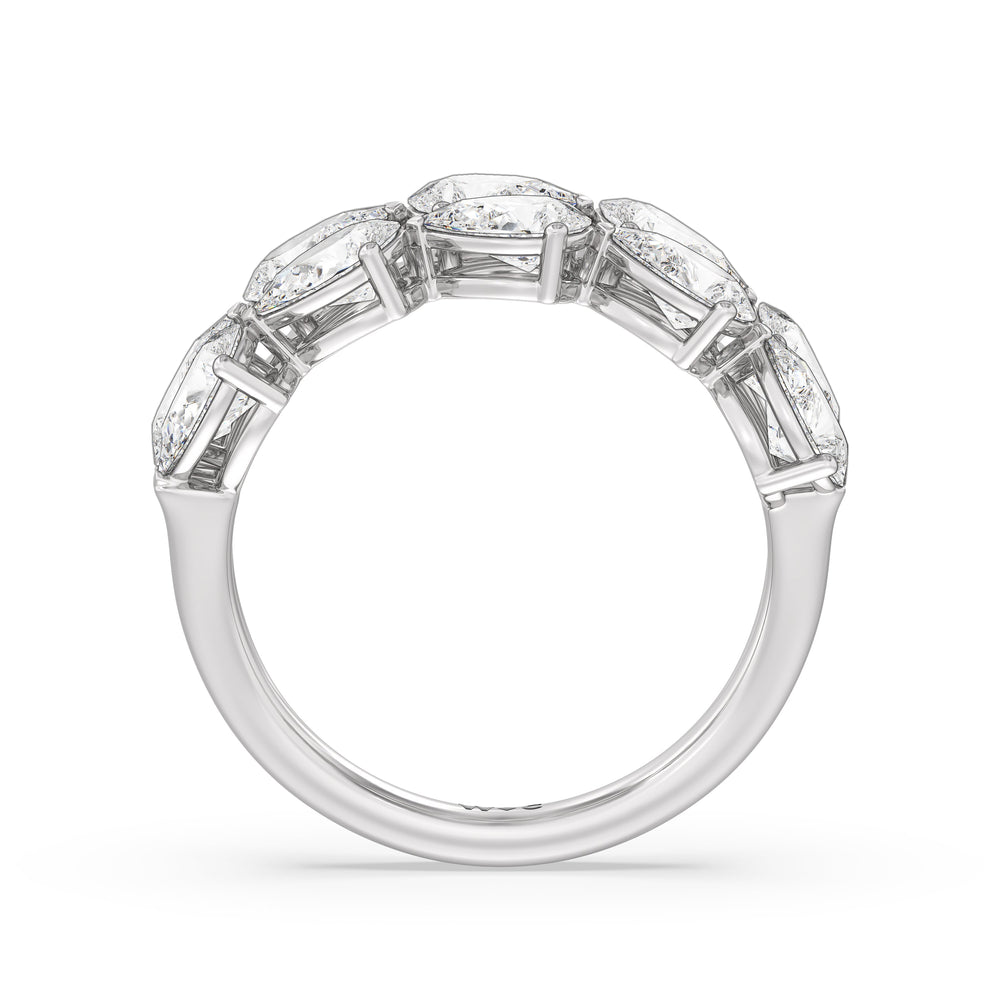 Two Row Trailing Pear Diamond Anniversary Ring with Platinum / Natural / 3 1/3 Cut Diamond in 14KT Platinum / Natural / 3 1/3 view 4
