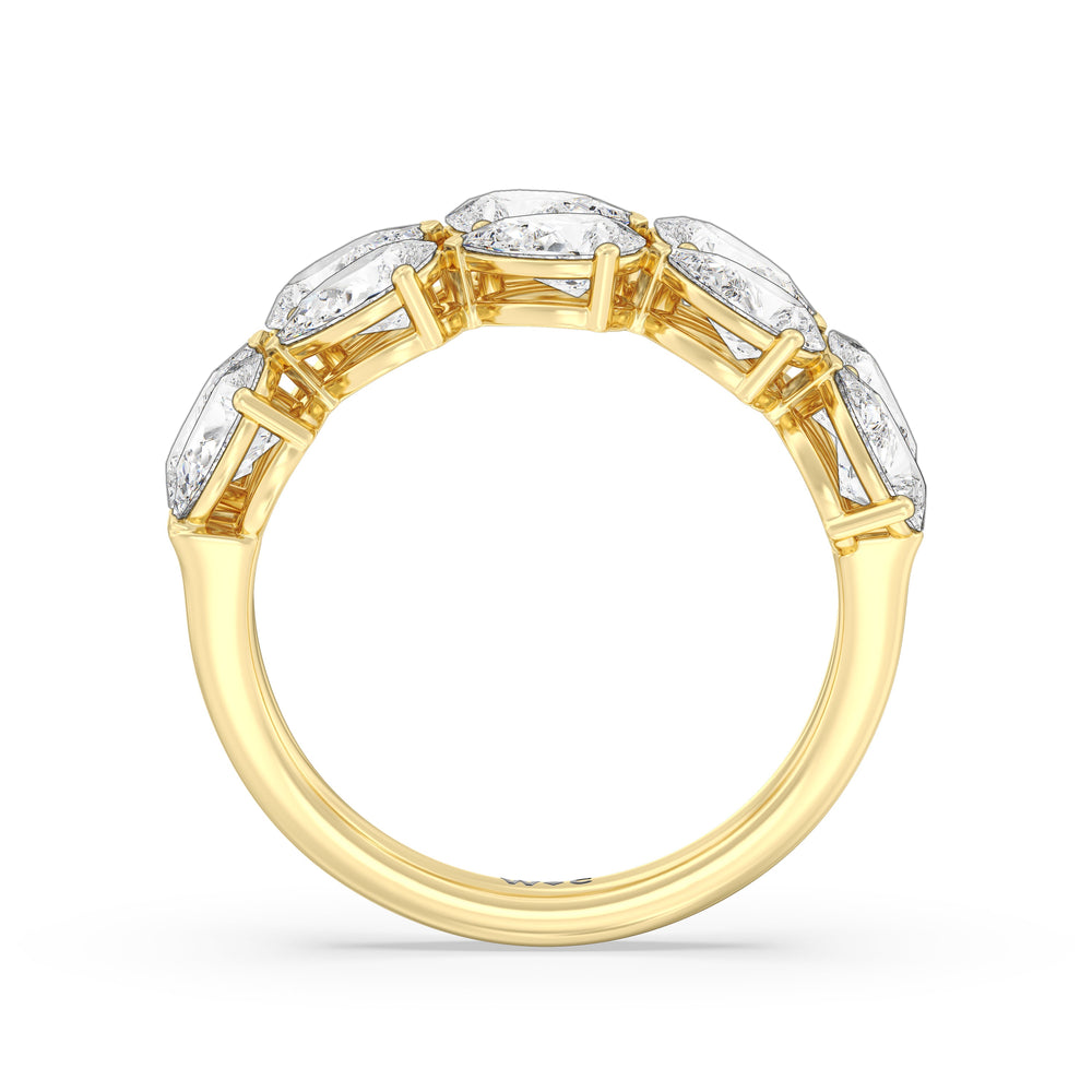 Two Row Trailing Pear Diamond Anniversary Ring with 18KT Yellow Gold / Natural / 3 1/3 Cut Diamond in 14KT Yellow Gold / Natural / 3 1/3 view 4
