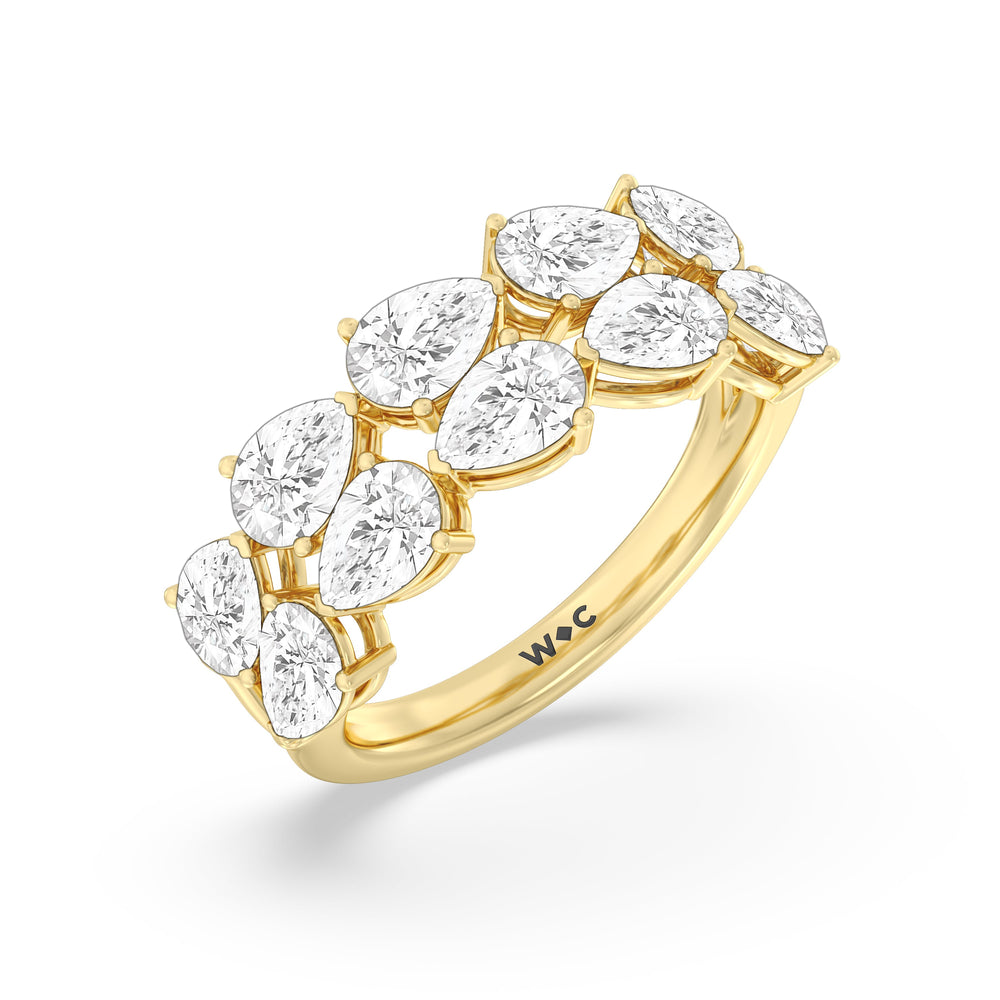 Two Row Trailing Pear Diamond Anniversary Ring with 18KT Yellow Gold / Natural / 3 1/3 Cut Diamond in 14KT Yellow Gold / Natural / 3 1/3 view 5
