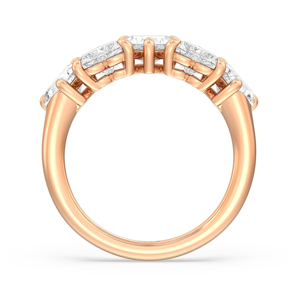 Five Stone Heart Diamond Anniversary Ring with 18KT Rose Gold / Natural / 2 1/2 Cut Diamond in 14KT Rose Gold / Natural / 2 1/2 view 4
