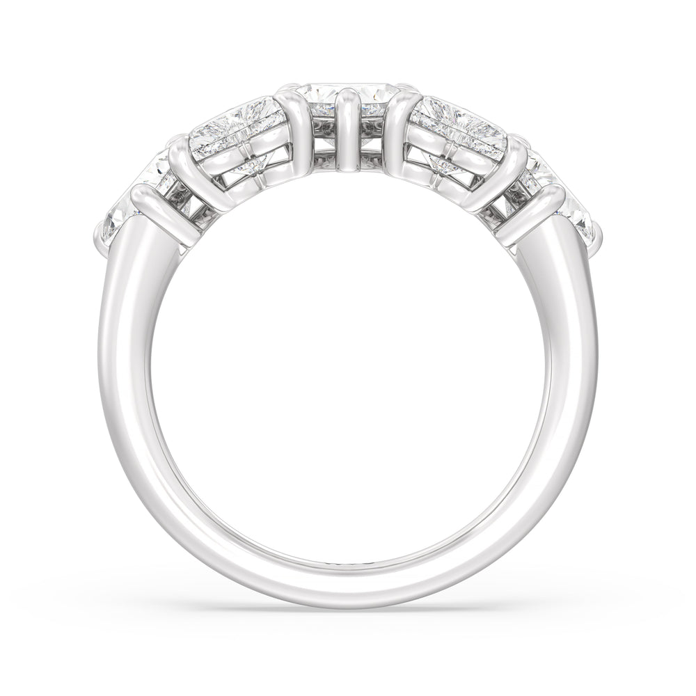 Five Stone Heart Diamond Anniversary Ring with Platinum / Natural / 2 1/2 Cut Diamond in 14KT Platinum / Natural / 2 1/2 view 4

