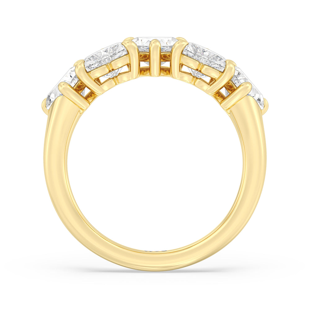 Five Stone Heart Diamond Anniversary Ring with 18KT Yellow Gold / Natural / 2 1/2 Cut Diamond in 14KT Yellow Gold / Natural / 2 1/2 view 4
