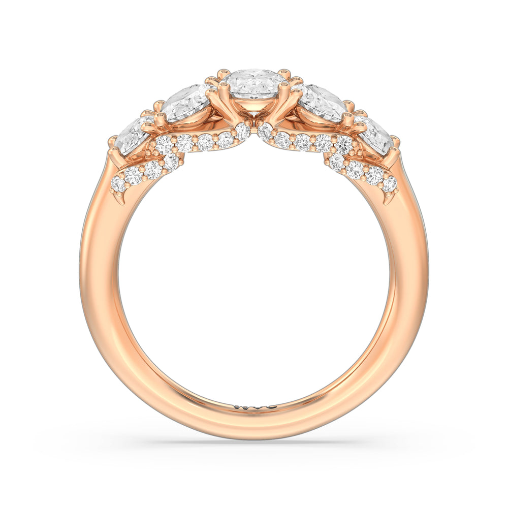 Five Stone The Regal Anniversary Ring with 18KT Rose Gold / Natural / 2 Cut Diamond in 14KT Rose Gold / Natural / 2 view 5
