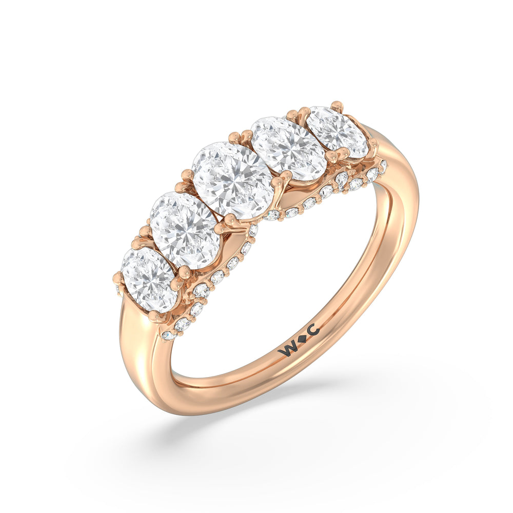 Five Stone The Regal Anniversary Ring with 18KT Rose Gold / Natural / 2 Cut Diamond in 14KT Rose Gold / Natural / 2 view 6
