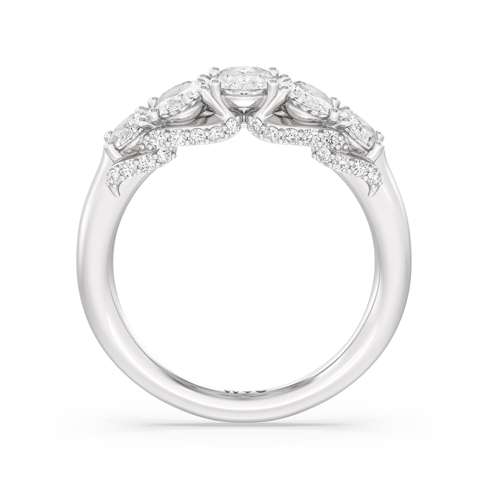 Five Stone The Regal Anniversary Ring with Platinum / Natural / 2 Cut Diamond in 14KT Platinum / Natural / 2 view 5
