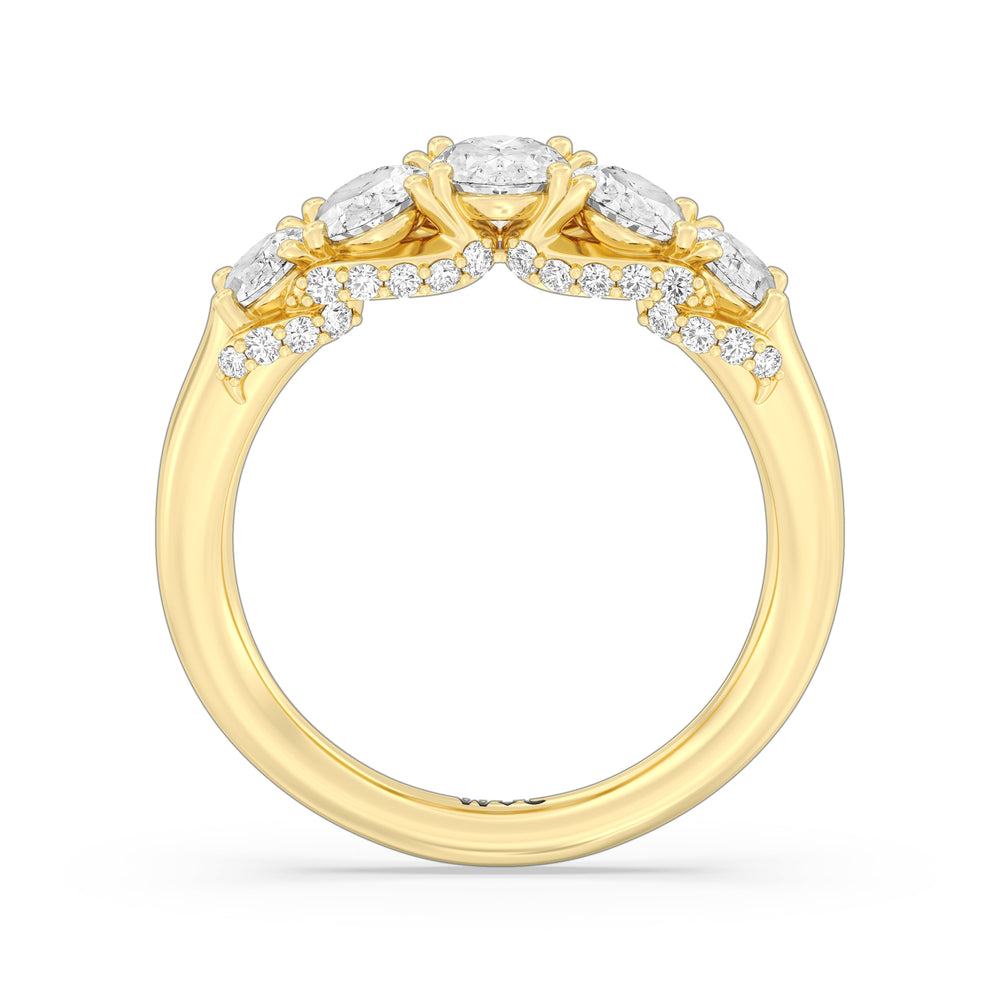 Five Stone The Regal Anniversary Ring with 18KT Yellow Gold / Natural / 2 Cut Diamond in 14KT Yellow Gold / Natural / 2 view 5
