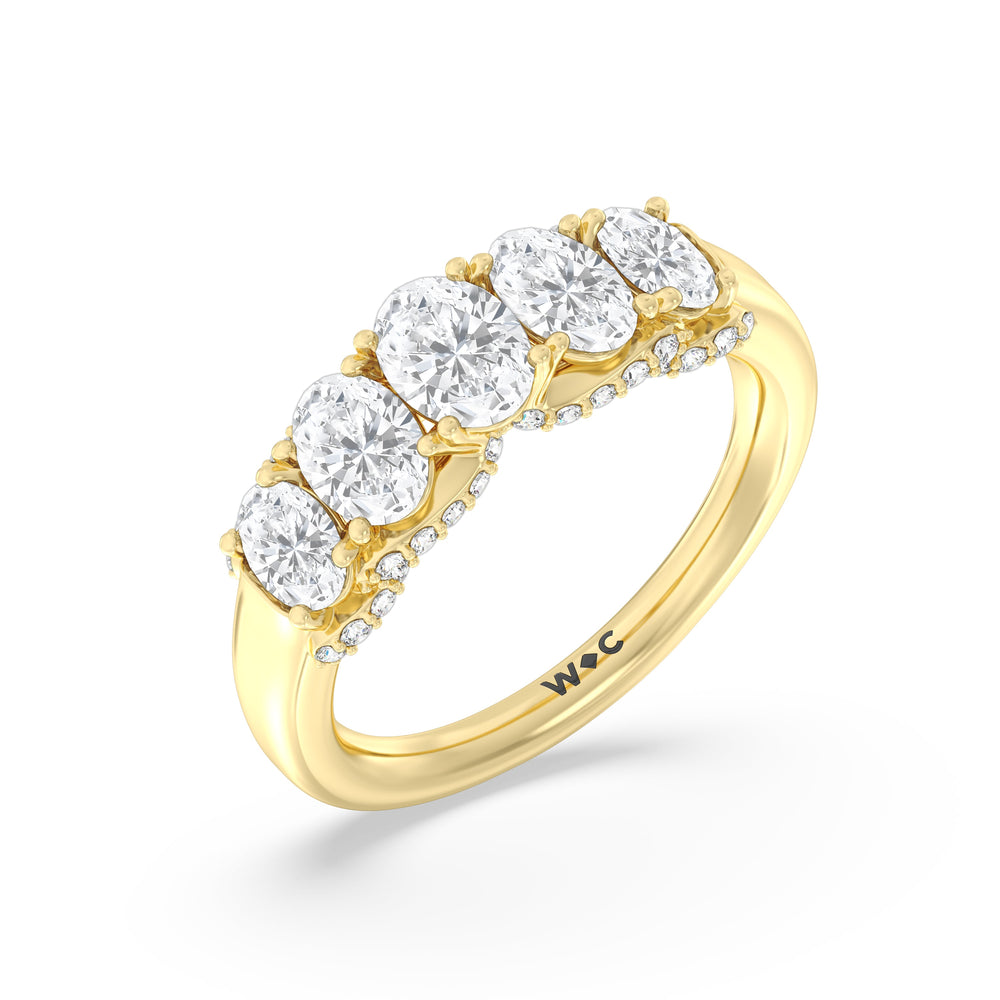 Five Stone The Regal Anniversary Ring with 18KT Yellow Gold / Natural / 2 Cut Diamond in 14KT Yellow Gold / Natural / 2 view 6
