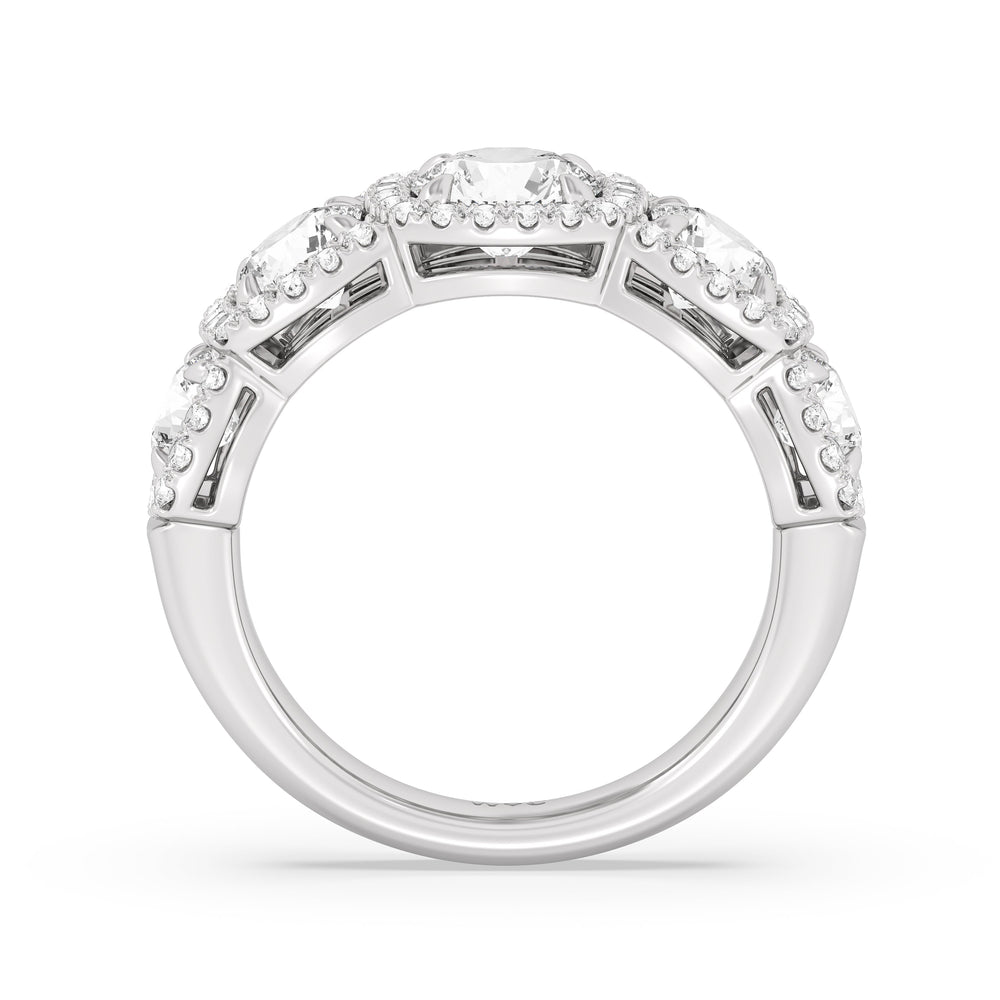 Elegance Round Five Stone Halo Anniversary Ring with Platinum / Lab / 3 Cut Diamond in 14KT Platinum / Lab / 3 view 4
