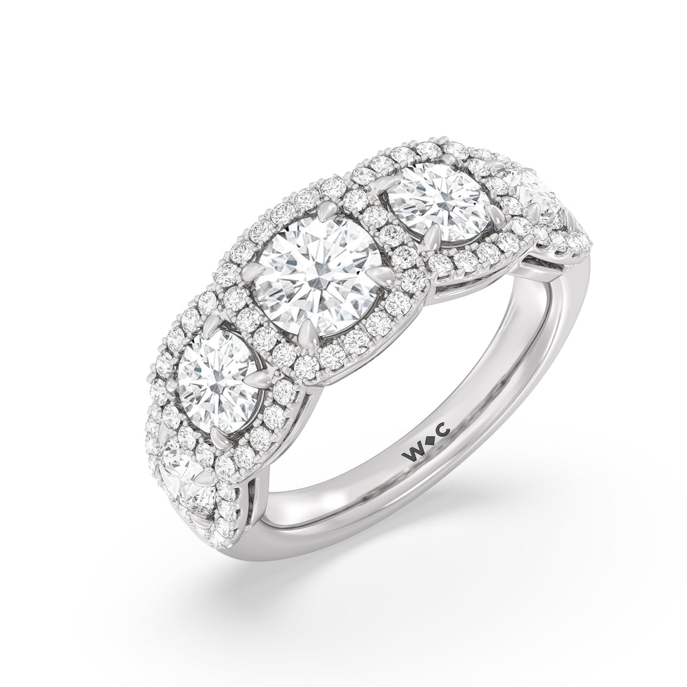 Elegance Round Five Stone Halo Anniversary Ring with Platinum / Lab / 3 Cut Diamond in 14KT Platinum / Lab / 3 view 5
