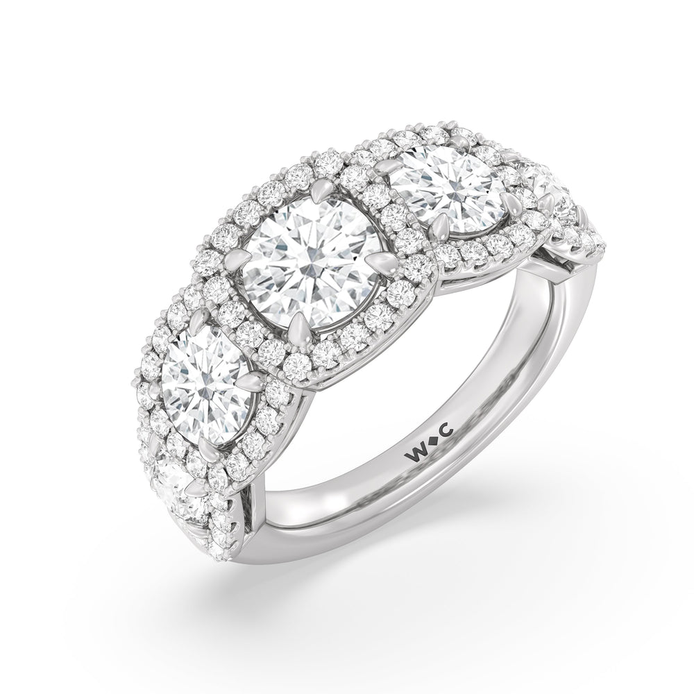 Elegance Round Five Stone Halo Anniversary Ring with Platinum / Lab / 4 Cut Diamond in 14KT Platinum / Lab / 4 view 5
