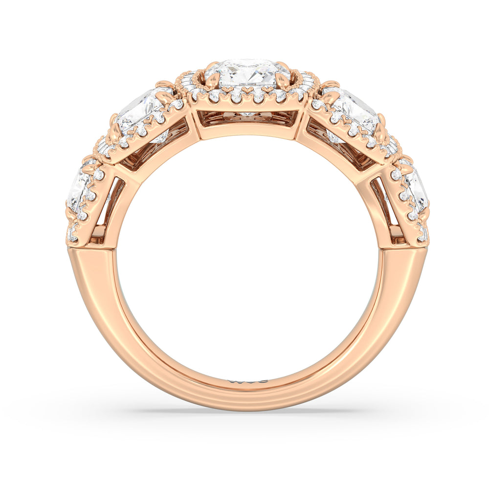 Elegance Cushion Five Stone Halo Anniversary Ring with 18KT Rose Gold / Lab / 4 Cut Diamond in 14KT Rose Gold / Lab / 4 view 4

